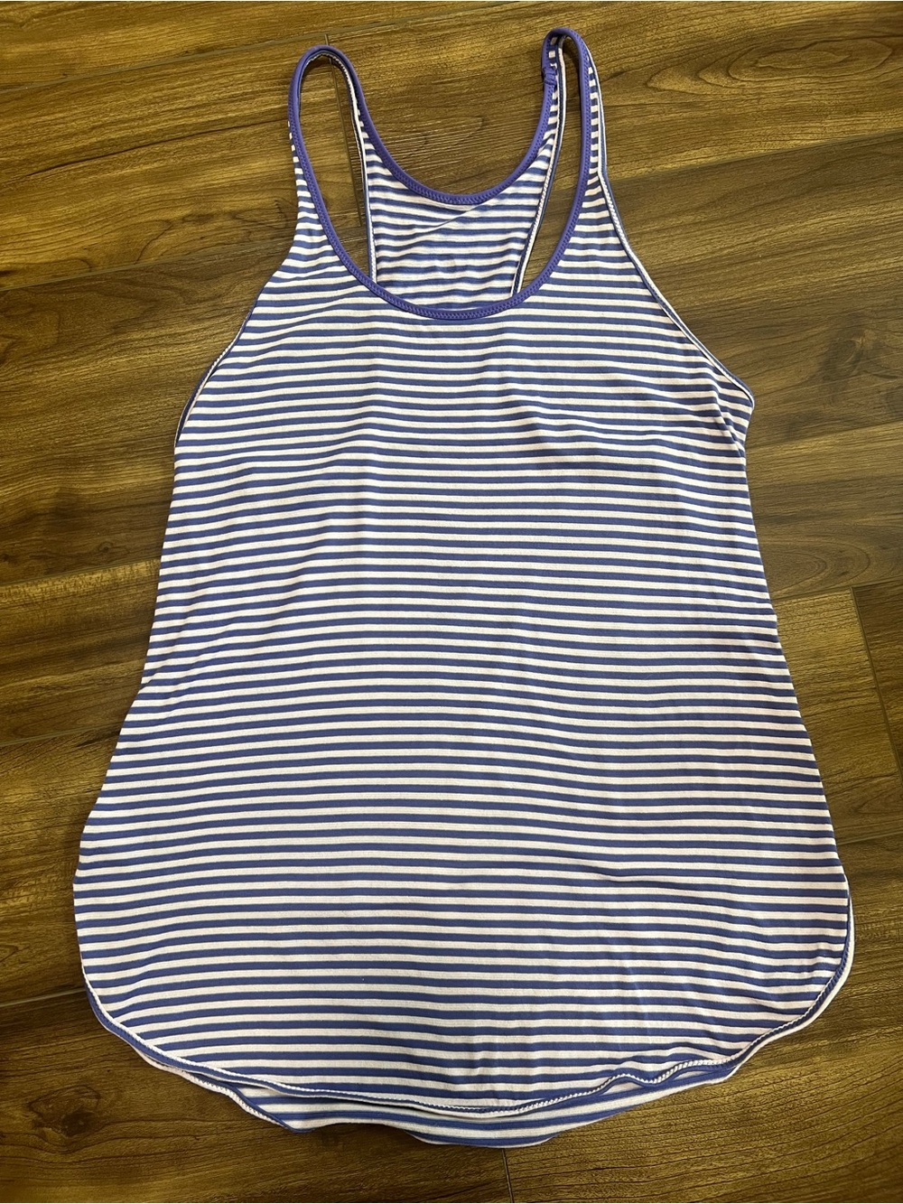 Lululemon Purple & White Stripe Hold Tight Thin Strap Racerback Tank Top